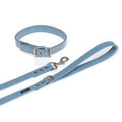 Crystal Canvas Leash + Collar Set | Stonewash Blue