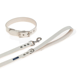 Crystal Canvas Leash + Collar Set | Cream